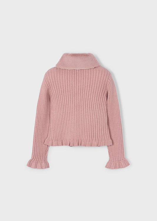 Mayoral "Strickjacke mit Fell-Kragen" Altrosa