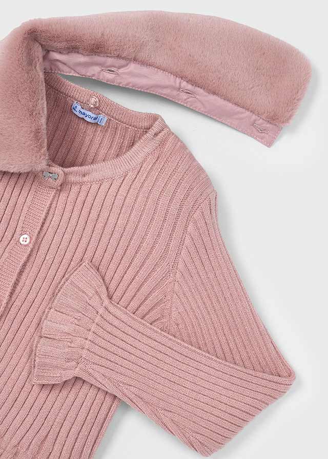 Mayoral "Strickjacke mit Fell-Kragen" Altrosa