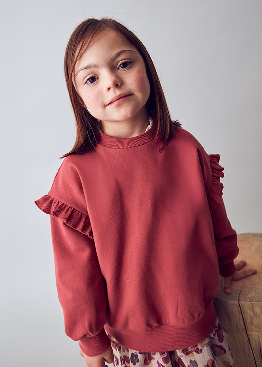 Mayoral "Sweatshirt" mit Volantärmel - Kirsche