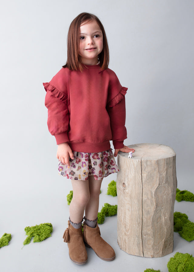 Mayoral "Sweatshirt" mit Volantärmel - Kirsche