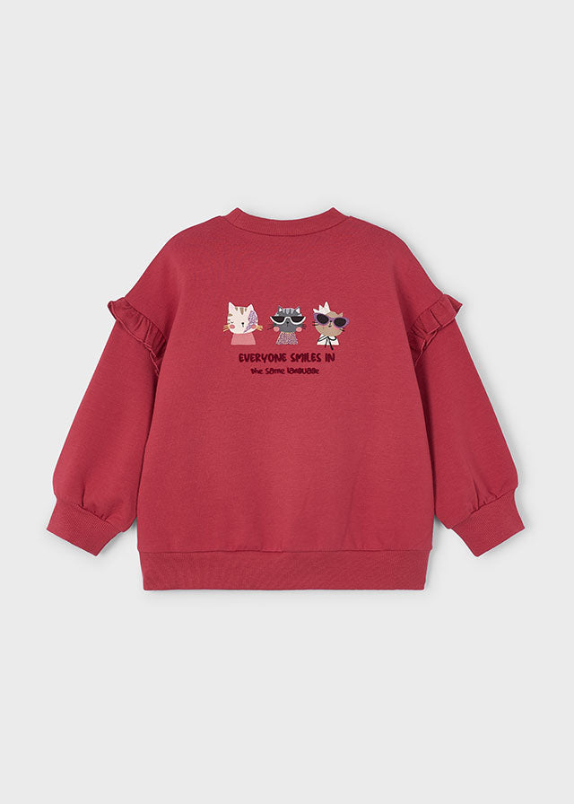 Mayoral "Sweatshirt" mit Volantärmel - Kirsche