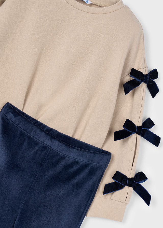 Mayoral "Mädchen Set" mit Schleifchen - Sand/Marineblau