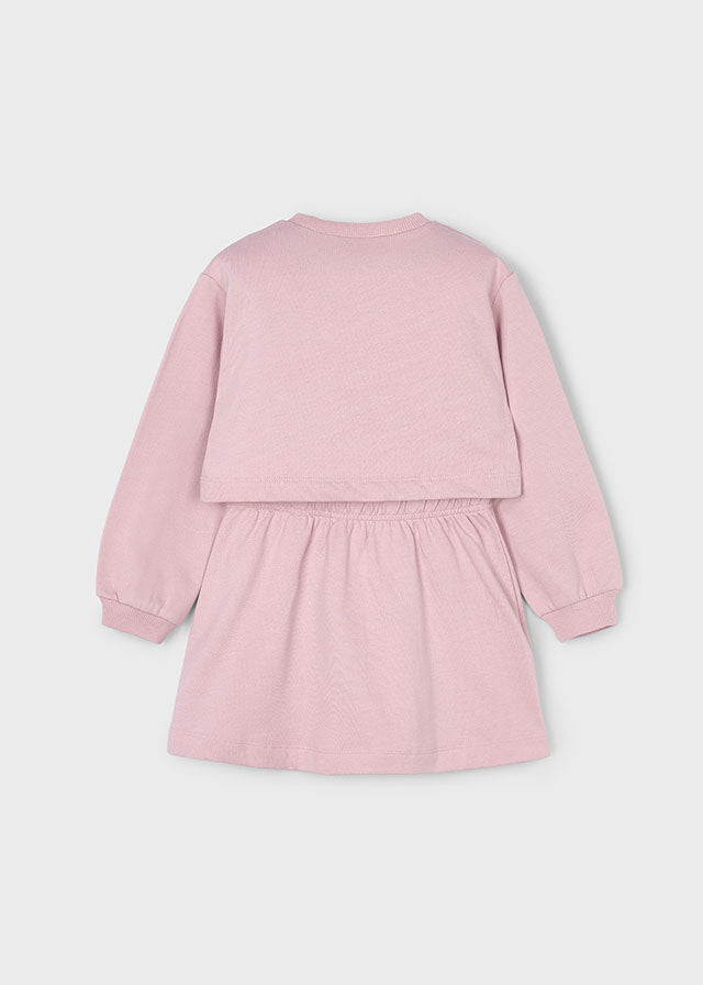 Mayoral "Kleid aus Fleece" mit Erdbeerdruck, 2-Teilig - Nude