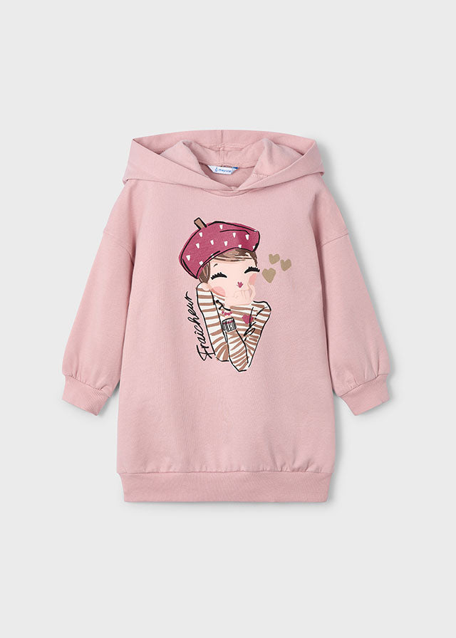 Mayoral "Sweatkleid" mit Kapuze und Druck - Nude