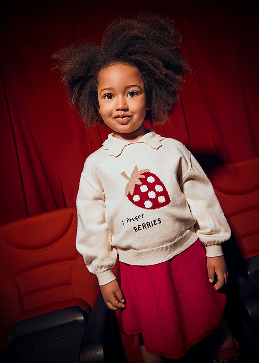 Mayoral "Set mit Rock aus Jacquard" mit Erdebeerdruck - Rot