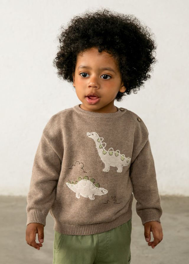 Mayoral Pullover mit Dino Stickerei - Trüffel