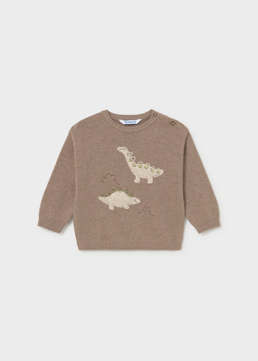 Mayoral Pullover mit Dino Stickerei - Trüffel