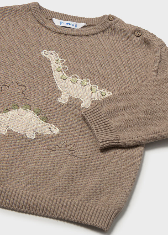 Mayoral Pullover mit Dino Stickerei - Trüffel