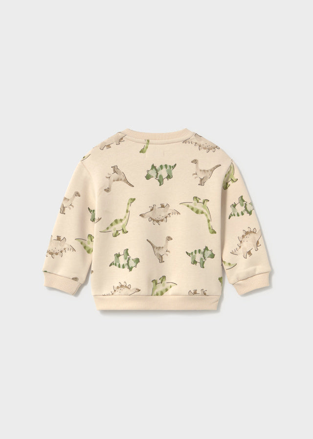Mayoral Sweatshirt, Allover Dino Druck - Light Taupe