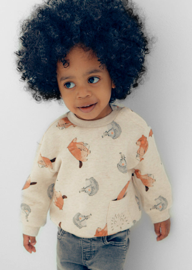 Mayoral Sweatshirt, Allover Dino Druck - Tofu
