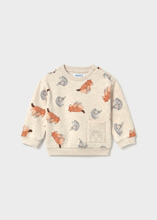 Mayoral Sweatshirt, Allover Dino Druck - Tofu