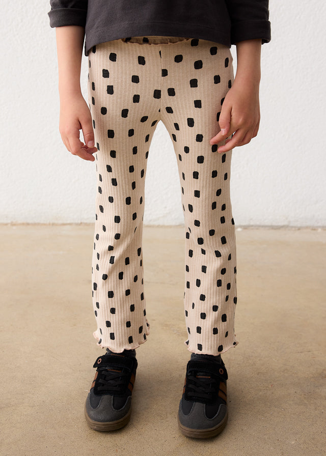 Mayoral Leggings, gemustert mit kleinem Volant am Bund - Quinoa