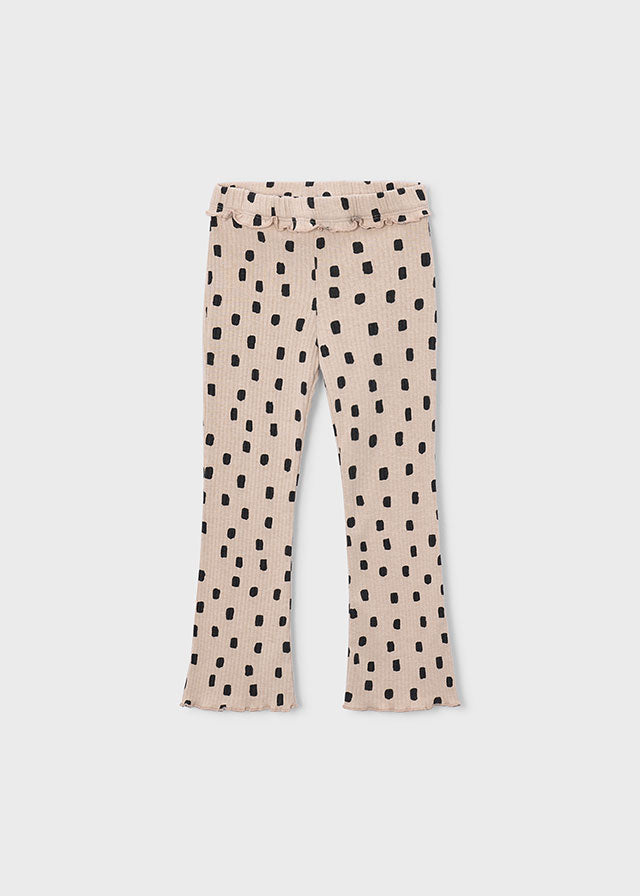 Mayoral Leggings, gemustert mit kleinem Volant am Bund - Quinoa