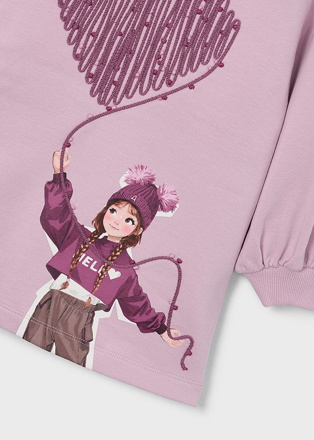 Mayoral Sweatshirt Kleid mit Druck - Malve