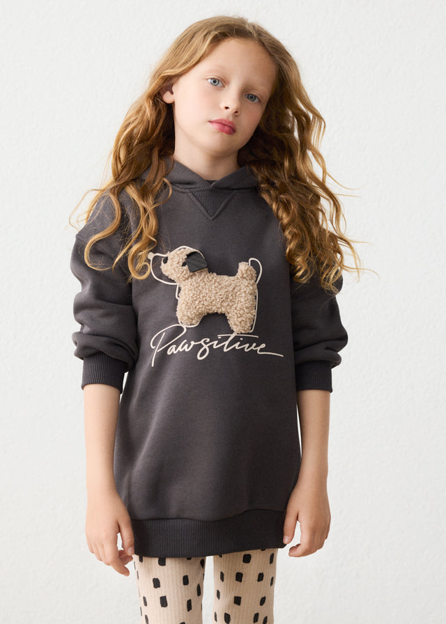 Mayoral Sweatshirt Kleid mit Kapuze - Kohle