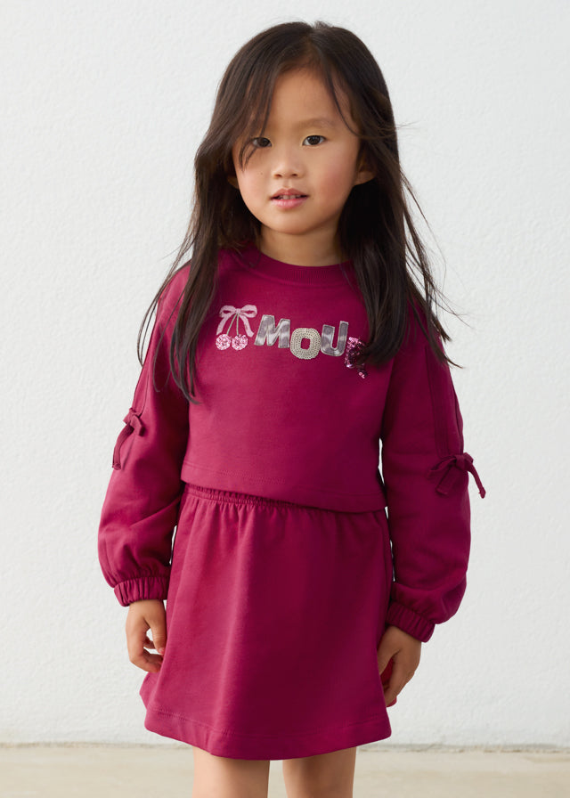 Mayoral 2-teiliges Kleid mit Schleifchen an den Ärmeln - Cherry