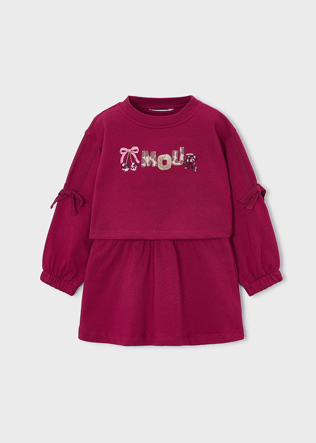 Mayoral 2-teiliges Kleid mit Schleifchen an den Ärmeln - Cherry
