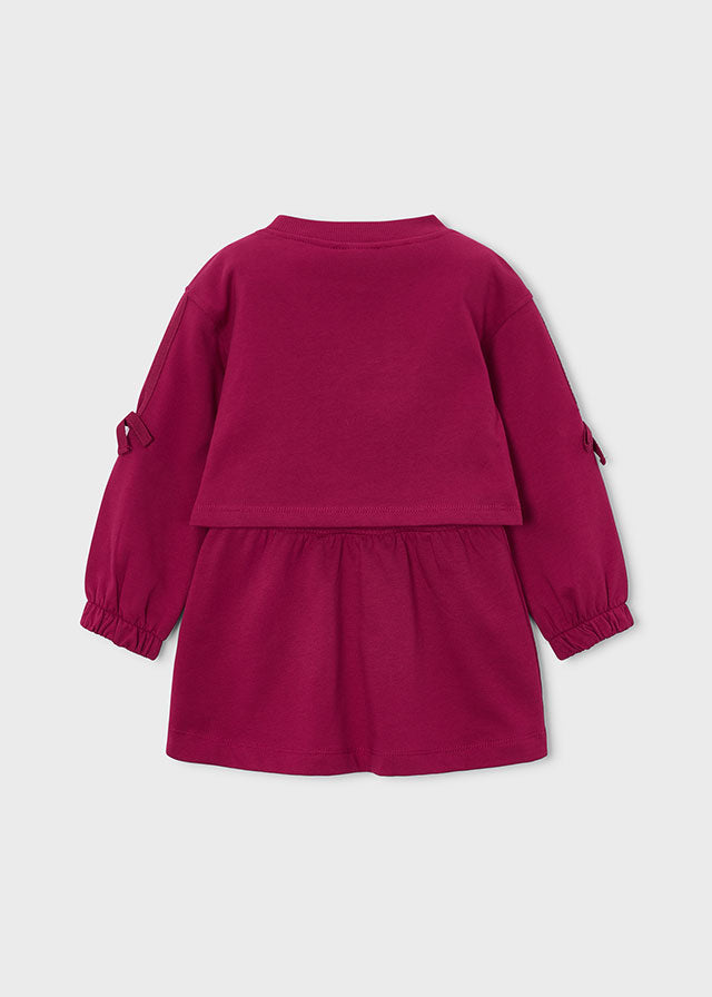 Mayoral 2-teiliges Kleid mit Schleifchen an den Ärmeln - Cherry