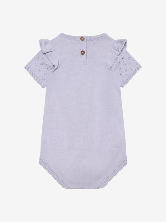 En Fant Strick Strampler mit Volant - Purple Heather