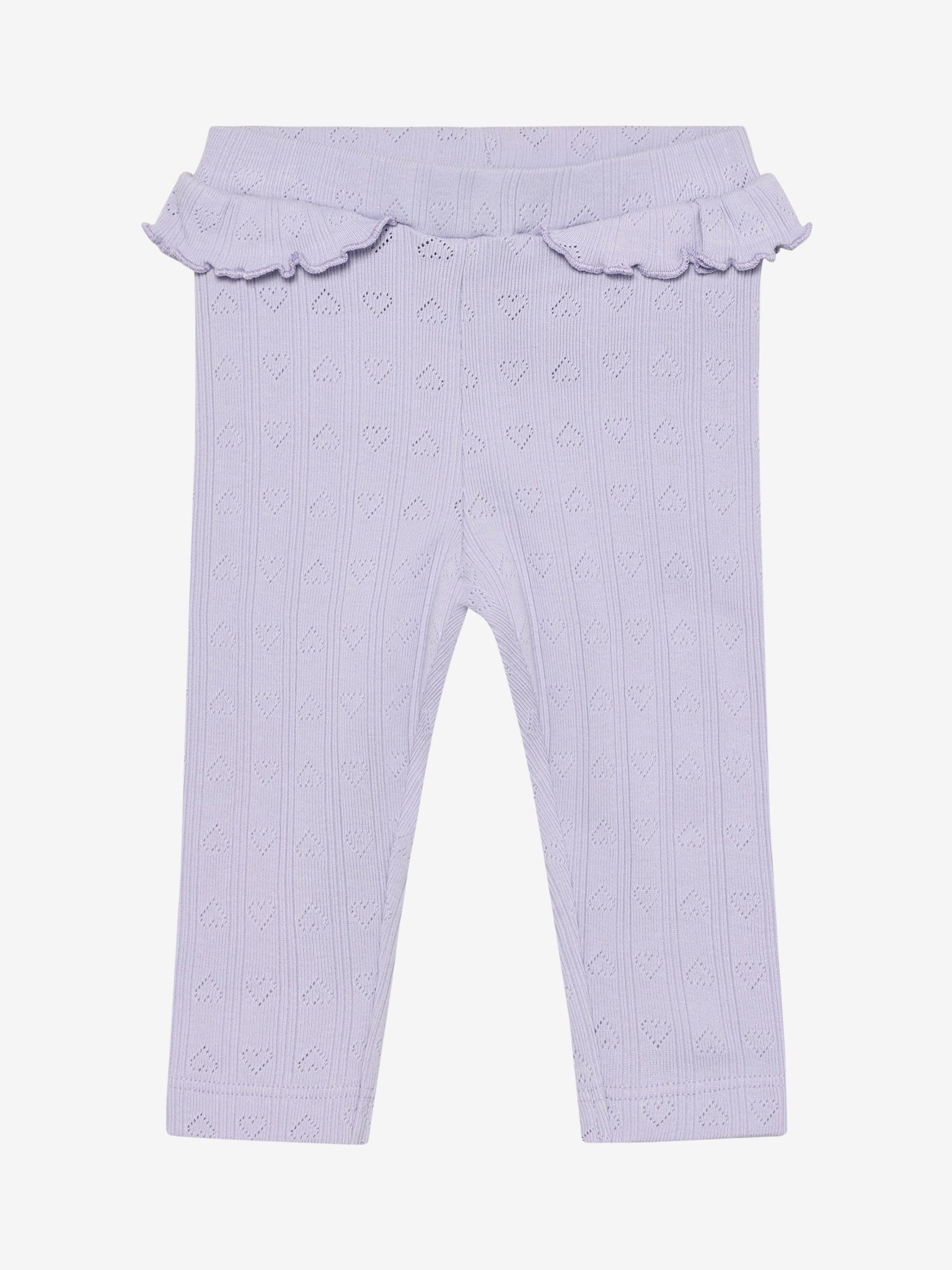 En Fant Leggings mit Lochstickerei und Volant - Purple Heather