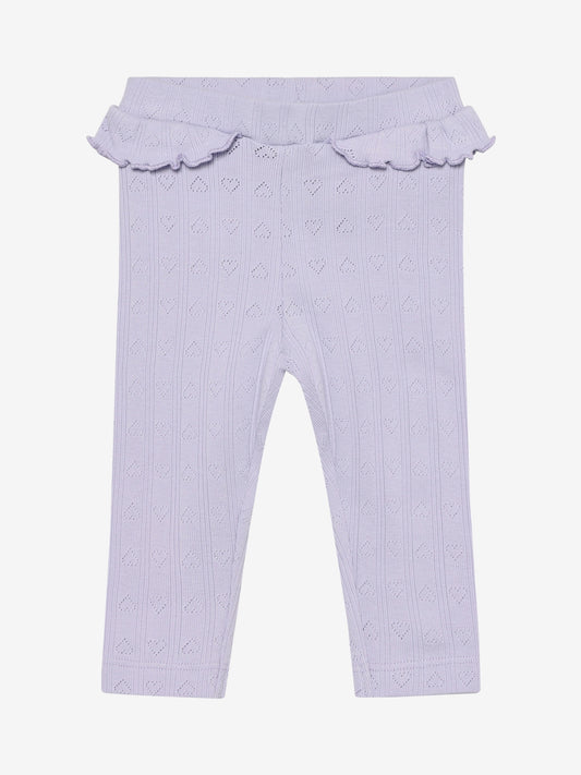 En Fant Leggings mit Lochstickerei und Volant - Purple Heather