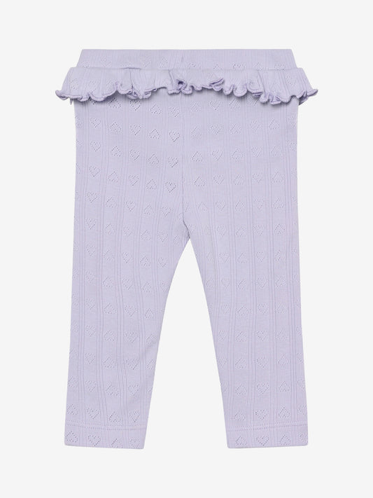 En Fant Leggings mit Lochstickerei und Volant - Purple Heather