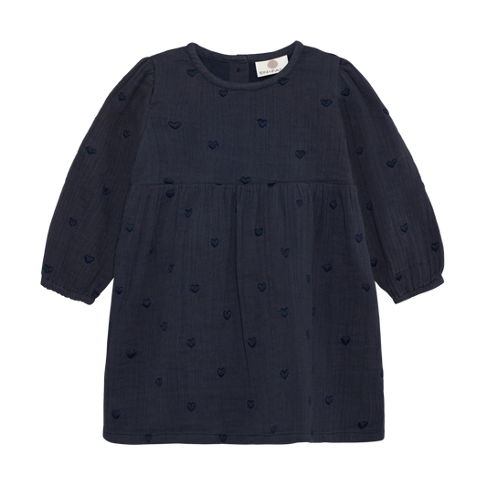 En Fant Kleid mit getickten Herzchen - Blau