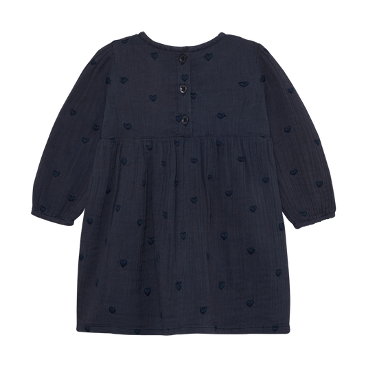 En Fant Kleid mit getickten Herzchen - Blau