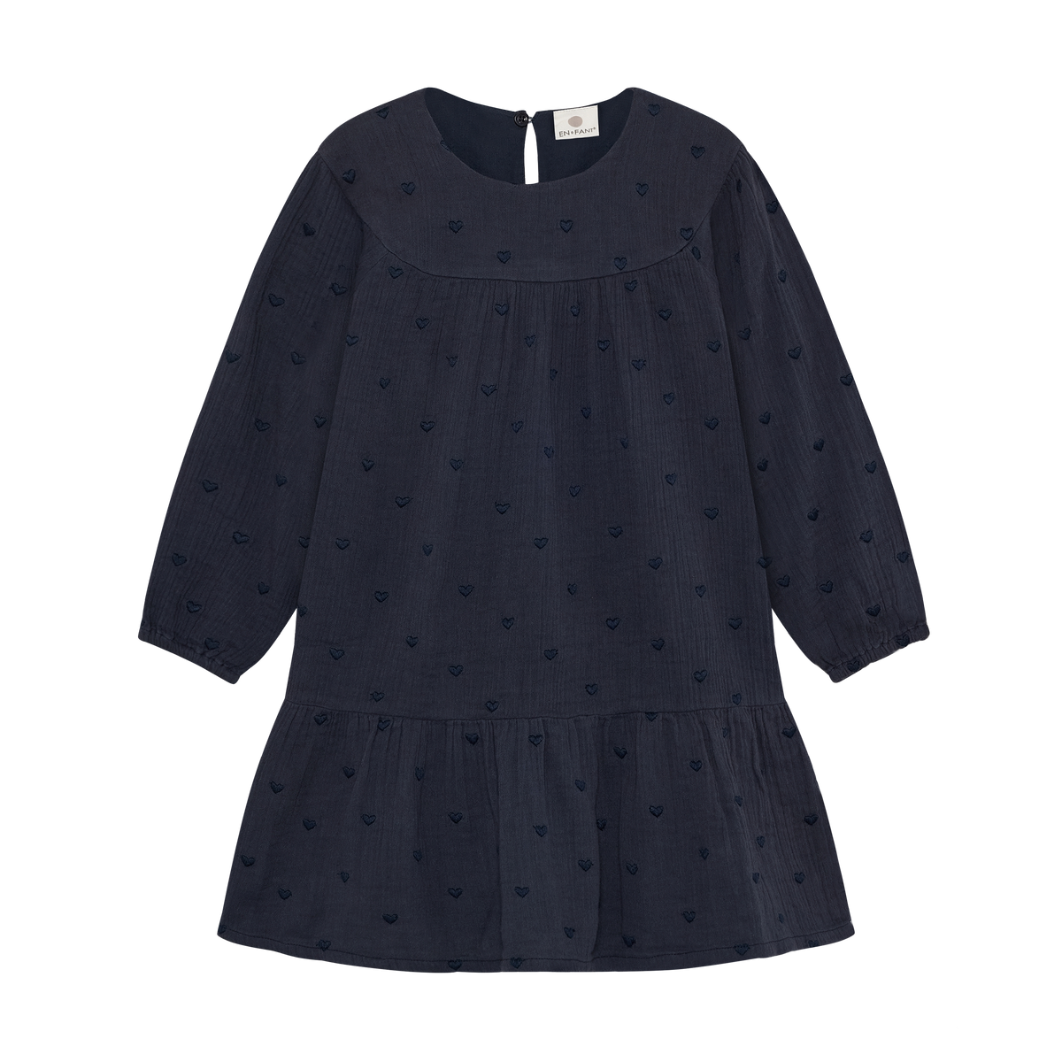 En Fant Kleid mit getickten Herzchen - Blau