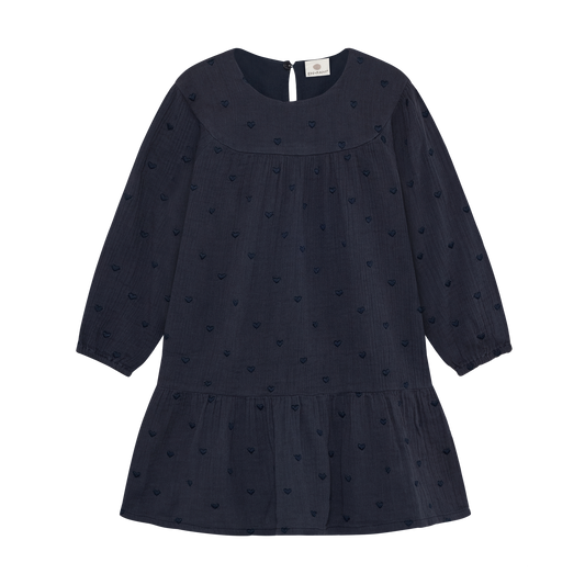 En Fant Kleid mit getickten Herzchen - Blau