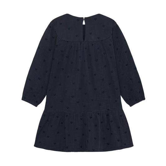 En Fant Kleid mit getickten Herzchen - Blau