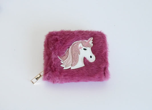 KisMe Geldbörse Plüsch mit Einhorn - Fuchsia
