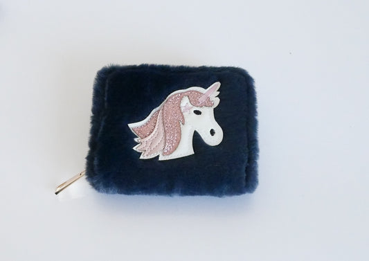 KisMe Geldbörse Plüsch mit Einhorn - Dunkelblau