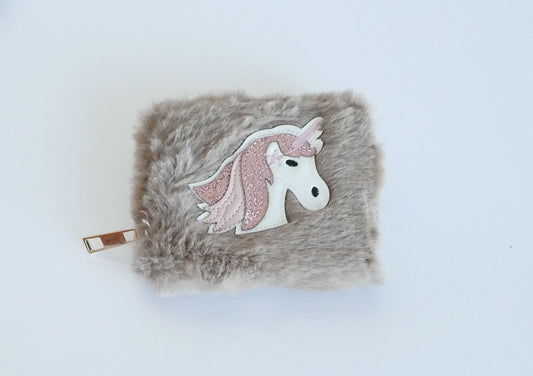 KisMe Geldbörse Plüsch mit Einhorn - Braun