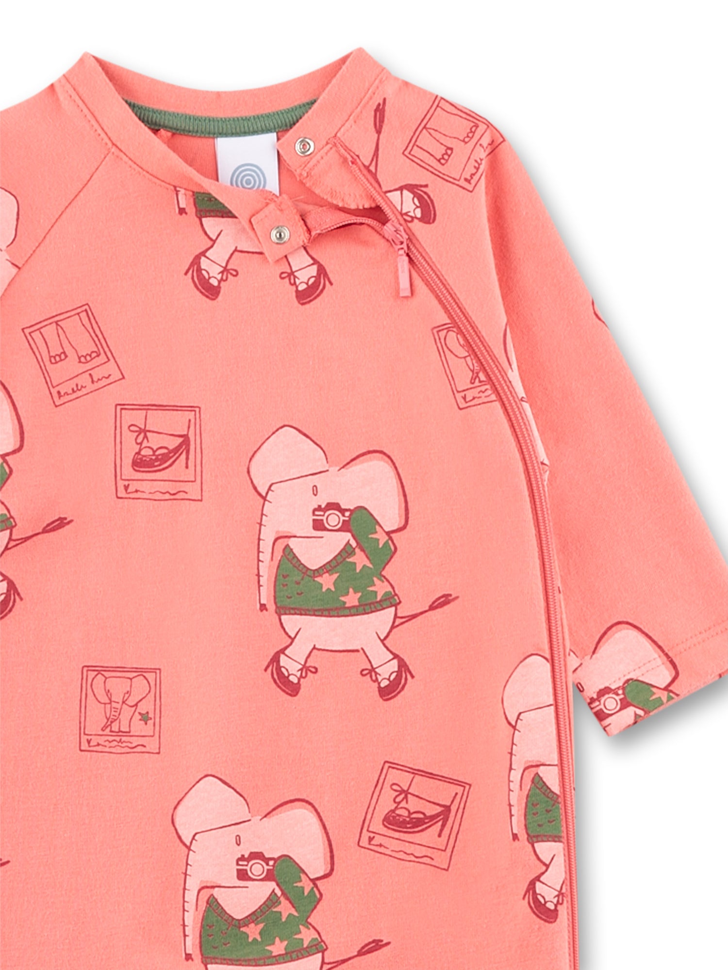 Sanetta "Strampler" mit seitlichem Reißverschluss, allover Druck - Tea Rose