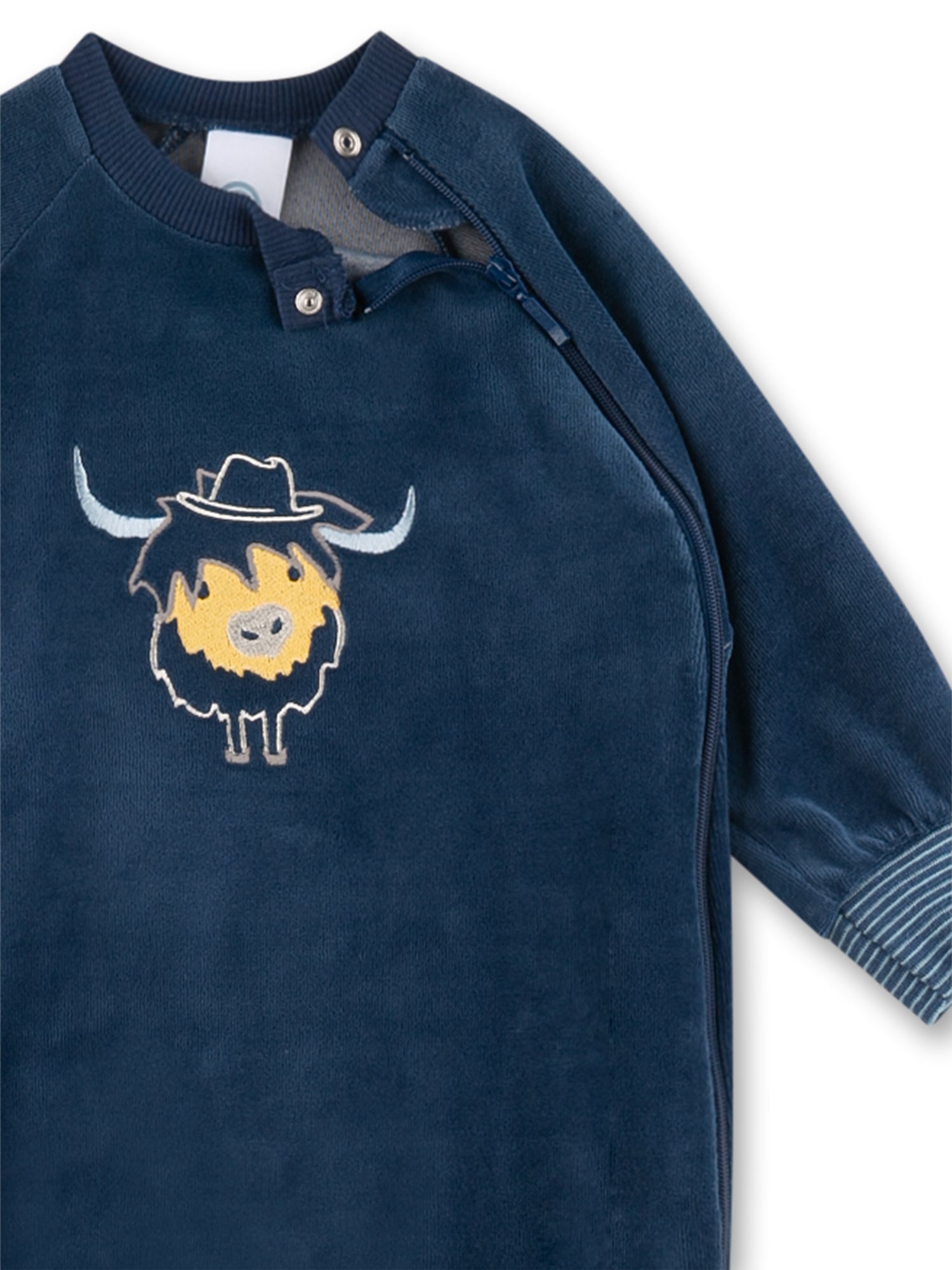 Sanetta "Strampler" mit Fuß und Druck, seitlicher Reißverschluss - Dark Denim