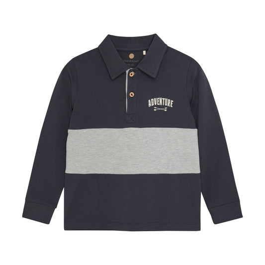 En Fant "Poloshirt" mit Blockstreifen - Ebony