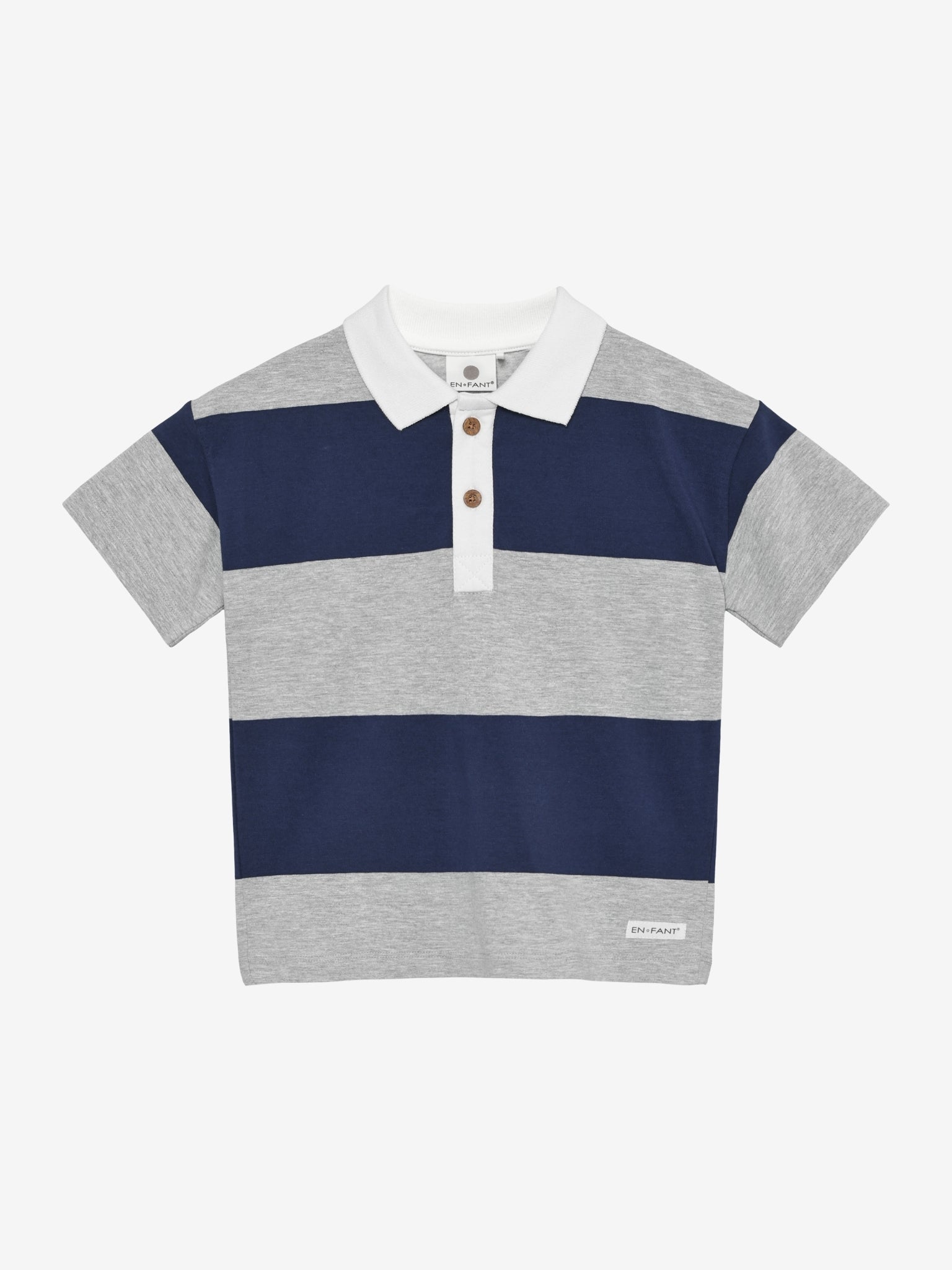 En Fant Poloshirt mit Blockstreifen - Light Grey Melange