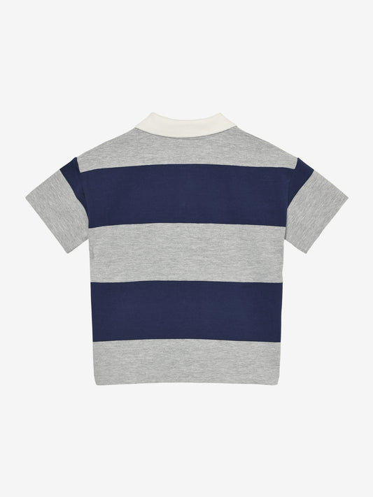 En Fant Poloshirt mit Blockstreifen - Light Grey Melange