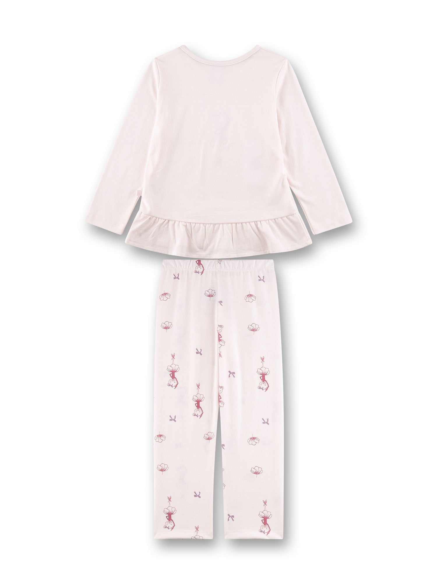 Sanetta "Schlafanzug lang" mit Volant und allover Druck - Rosy Quarz