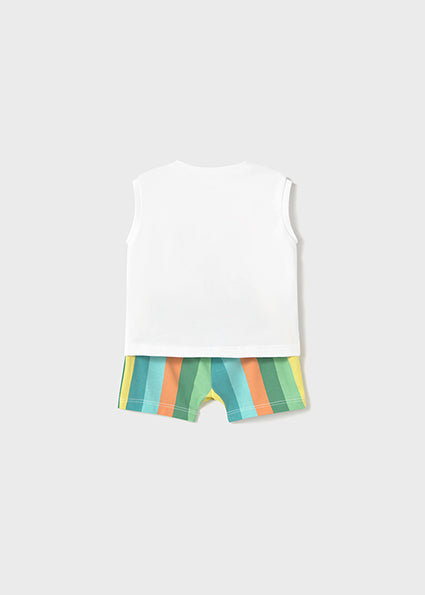 Mayoral "Set 4-teilig mit Shorts" - Grün/Weiß mit Dinos bedruckt