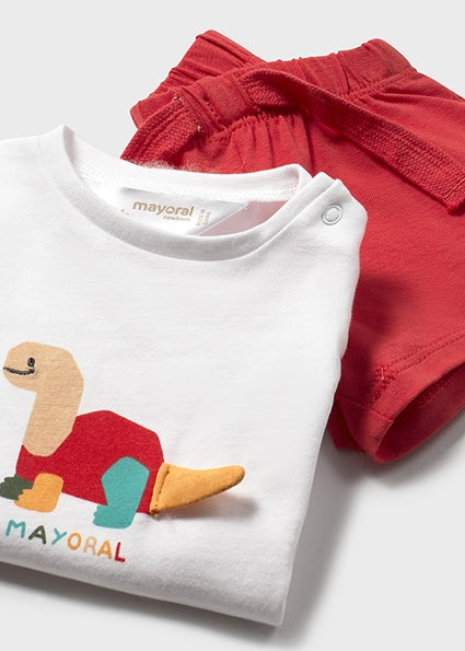 Mayoral "Set 4-teilig" ärmellos - Rot/Weiss mit Dinos bedruckt