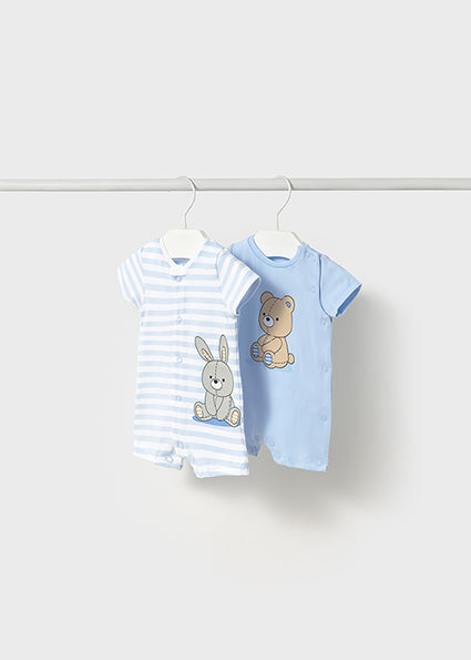 Mayoral Doppelpack Strampler, Blau und gestreift