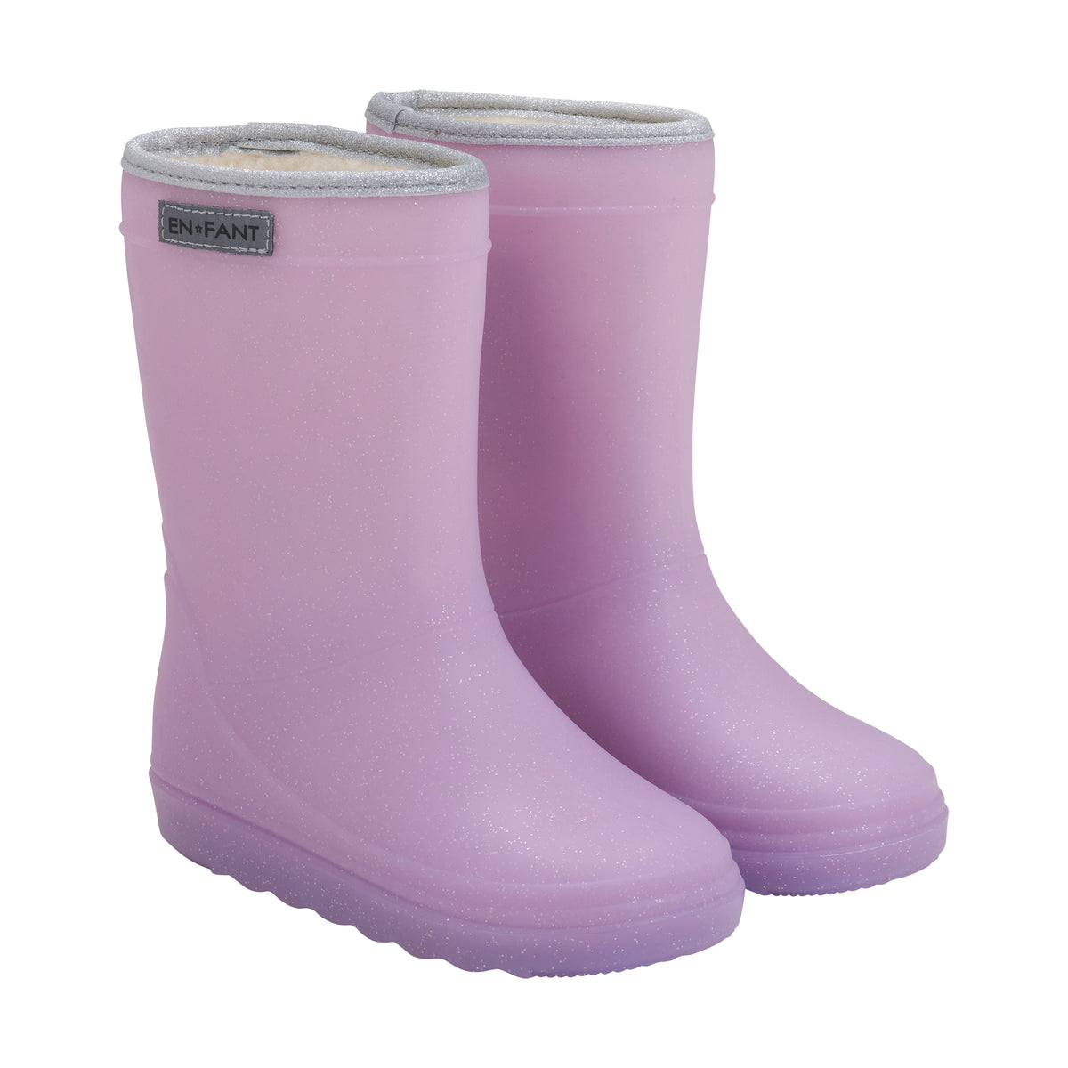 En Fant Gummistiefel, gefüttert - Flieder mit Glitzer