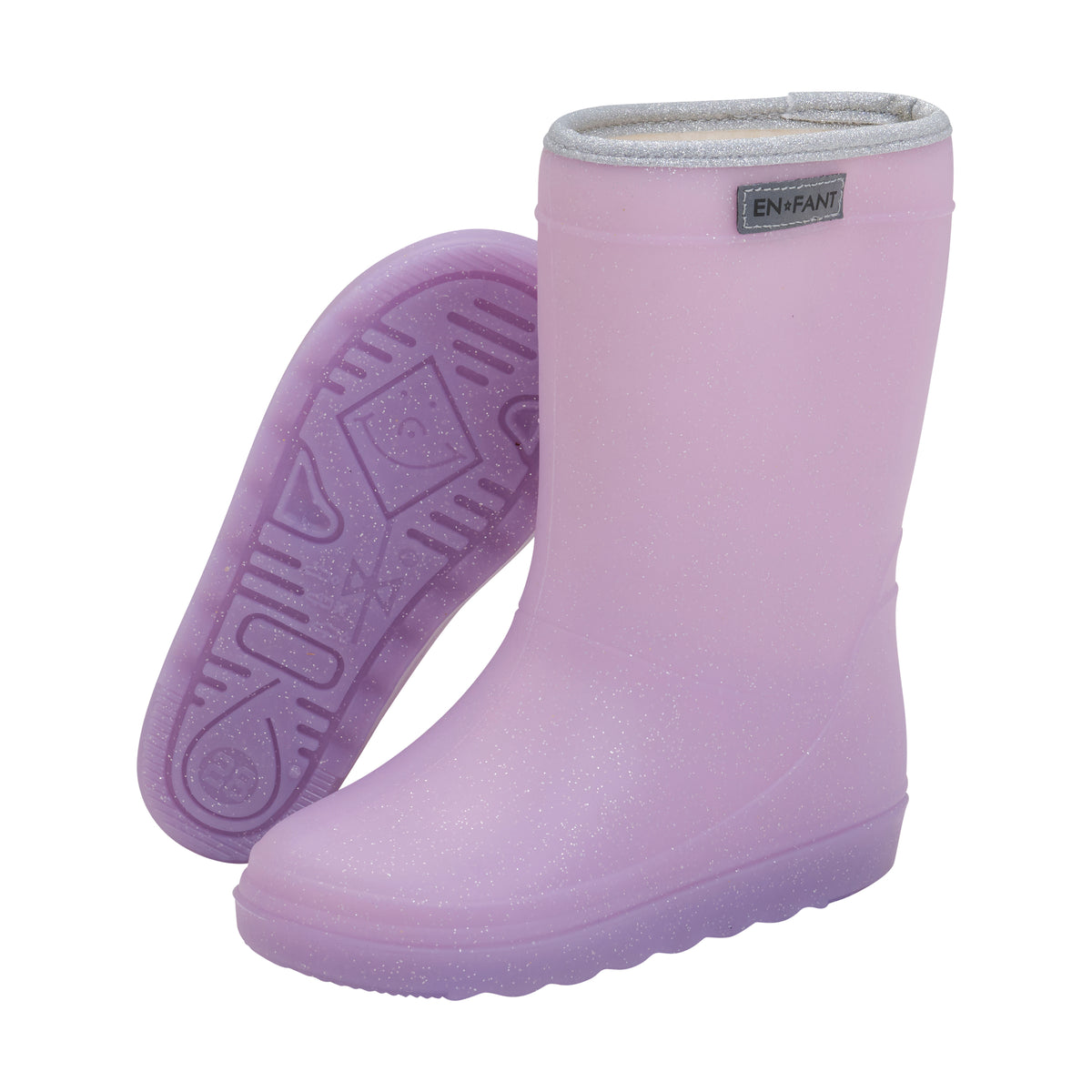 En Fant Gummistiefel, gefüttert - Flieder mit Glitzer