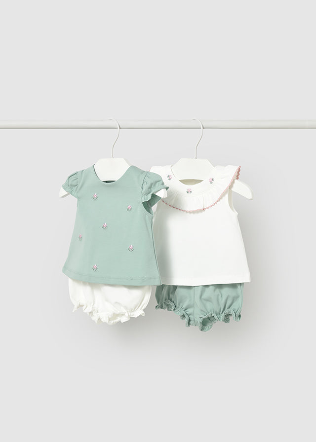 Mayoral Set 4 teilig mit Blümchen - Aqua