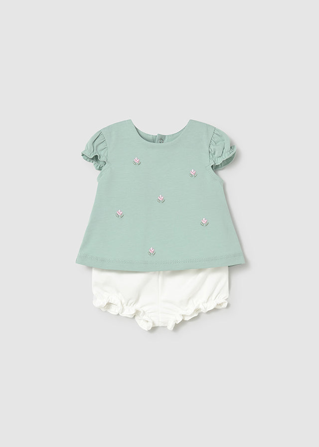 Mayoral Set 4 teilig mit Blümchen - Aqua