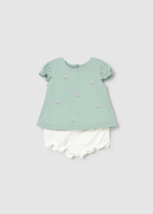 Mayoral Set 4 teilig mit Blümchen - Aqua