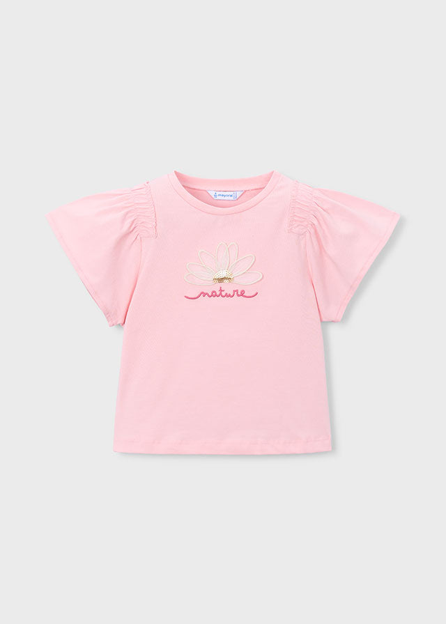 Mayoral T-Shirt mit Flügelärmchen und Druck - Blossom