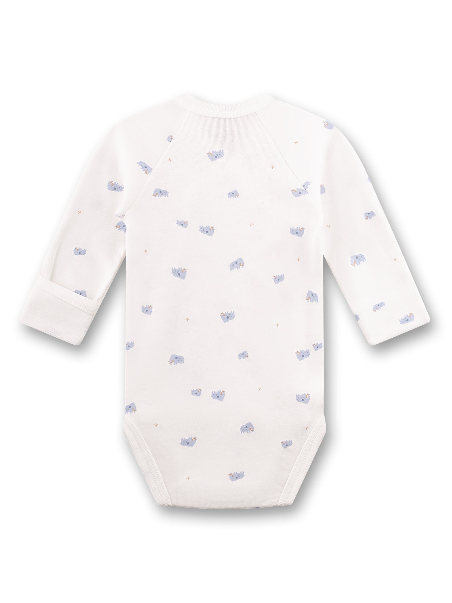 Sanetta "Wickelbody langarm" - allover Druck - White Pebble